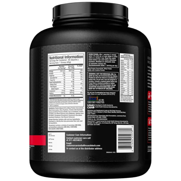 MuscleTech NitroTech Performance Series Whey Protein - 4 Lbs (1.81Kg) - Image 3